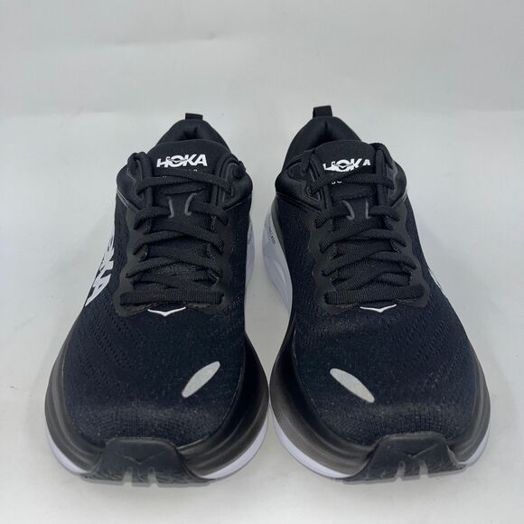 HOKA WOMENS BONDI 8 1127952 WHITE/BLACK MESH COMFORTABLE RUNNING SHOES SIZE 7B - Picture 2 of 5